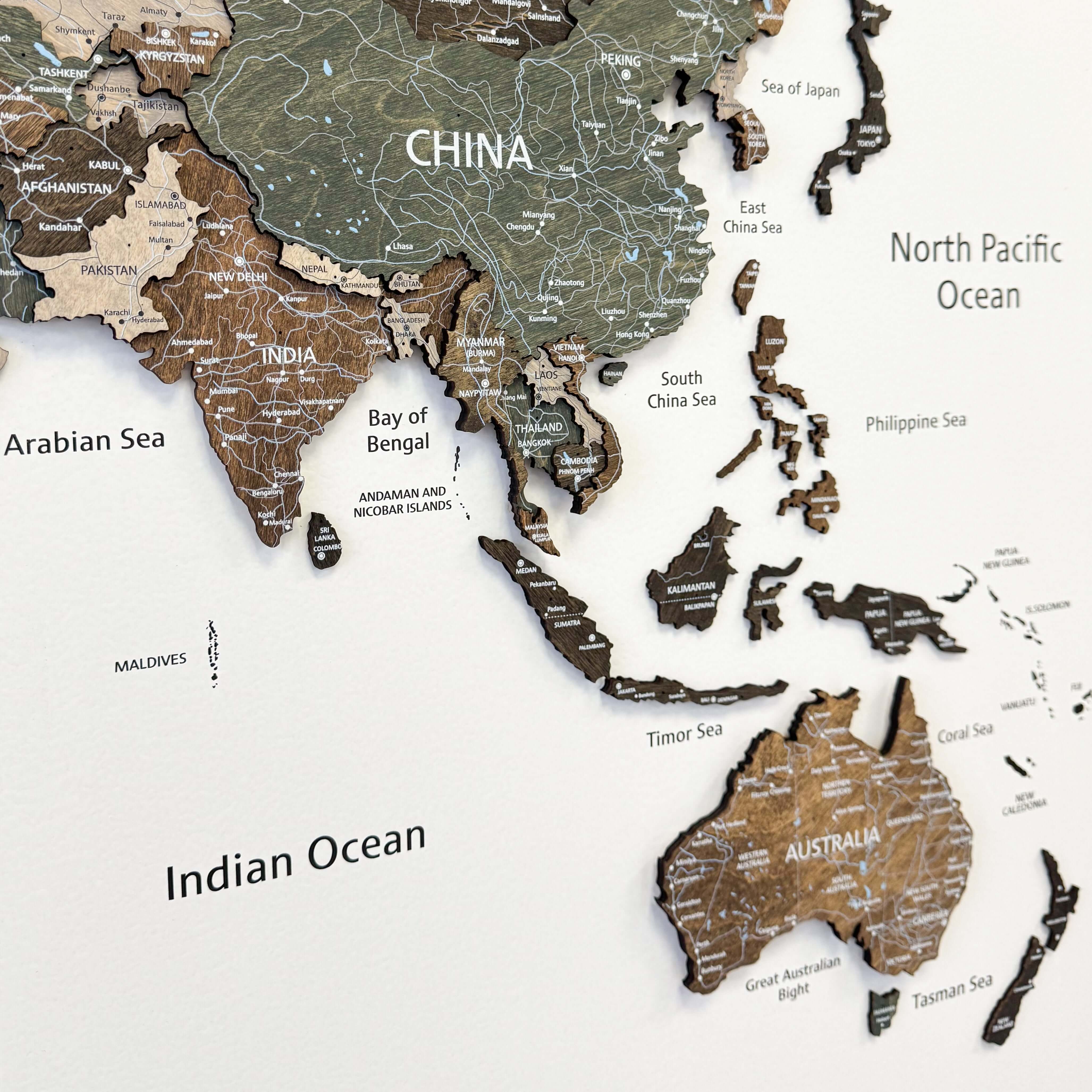 Drewniana Mapa Świata Premium na panelach - Rustic