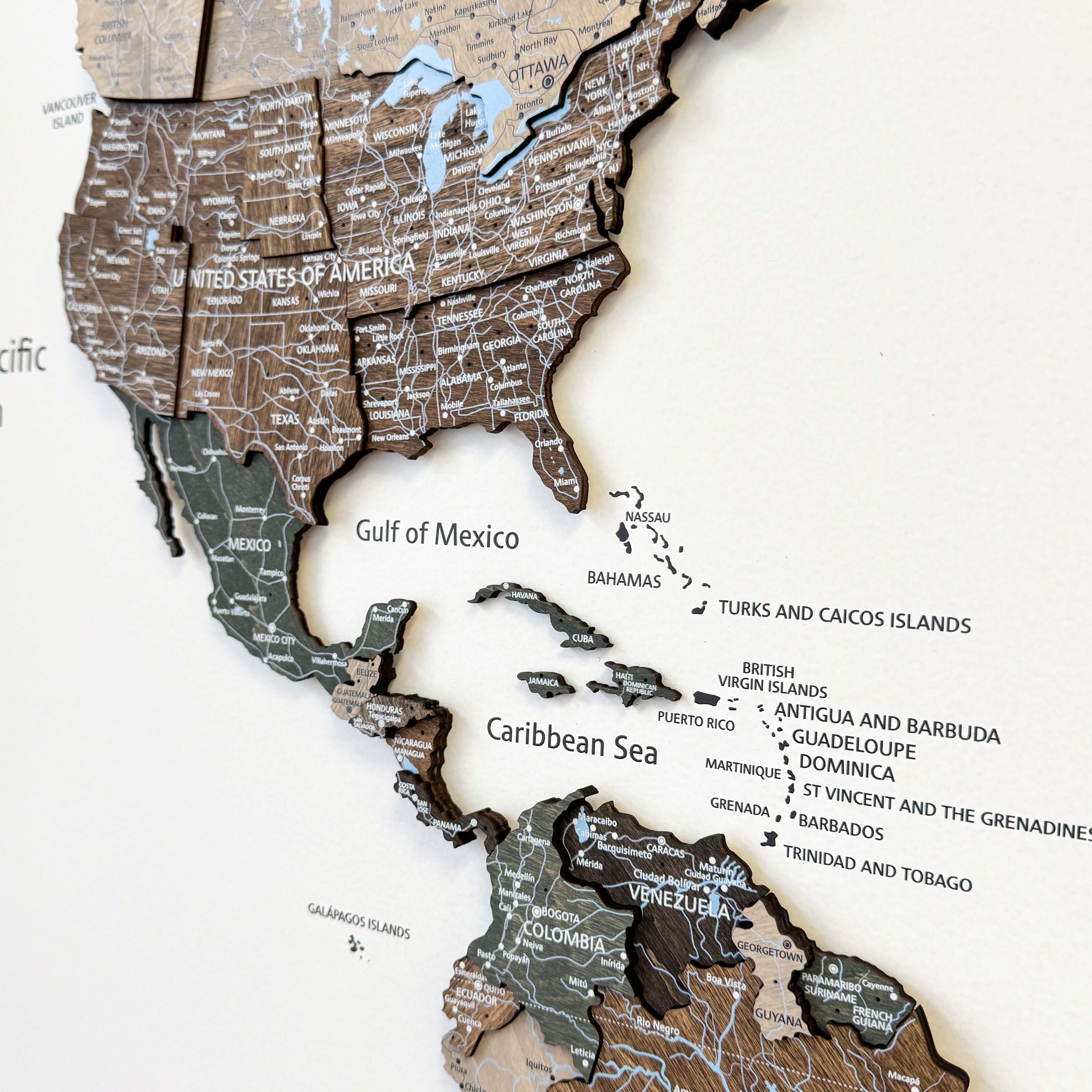 Drewniana Mapa Świata Premium na panelach - Rustic