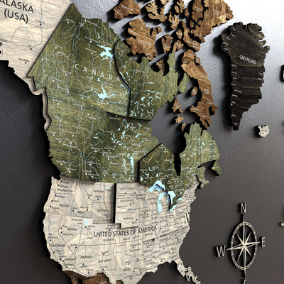 Drewniana mapa świata 3D “Light Rustic"