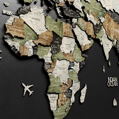 Drewniana mapa świata 3D “Light Rustic"