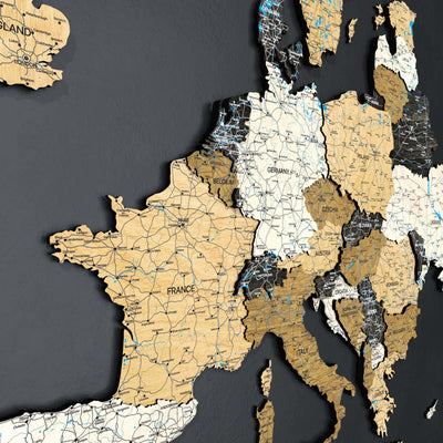 Drewniana Mapa Europy 3D – Light Walnut