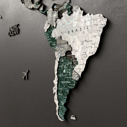 Drewniana Mapa Świata 3D “Evergreen”