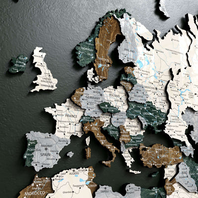 Drewniana Mapa Świata 3D „Green”
