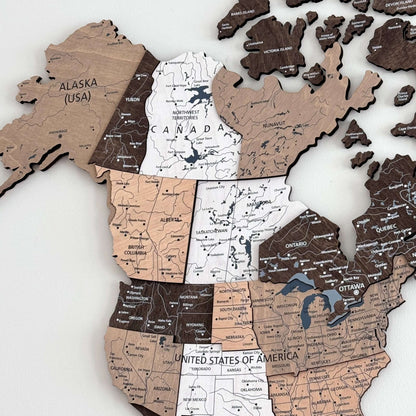 Drewniana Mapa Świata 3D “Light Brown”