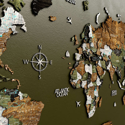 Drewniana Mapa Świata 3D “Rustic”
