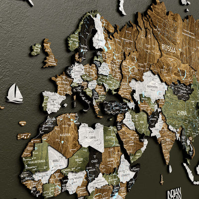 Drewniana Mapa Świata 3D “Rustic”