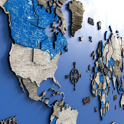 Drewniana Mapa Świata 3D “Azure”