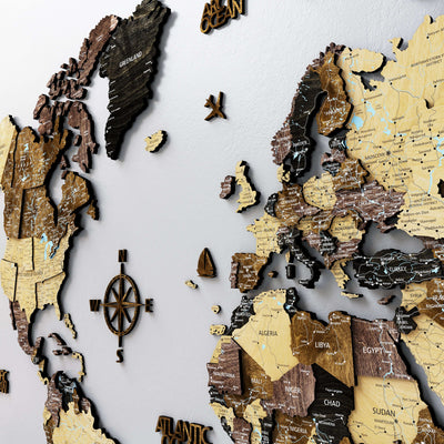 Drewniana mapa świata 3D „Wood”