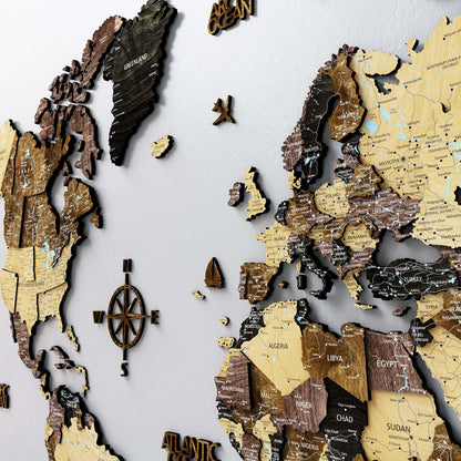 Drewniana mapa świata 3D „Wood”