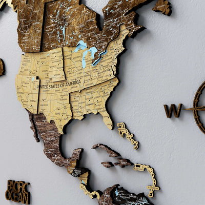 Drewniana mapa świata 3D „Wood”
