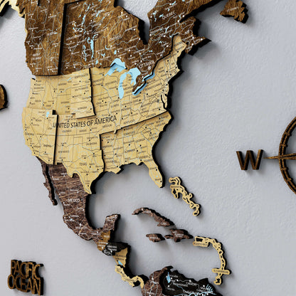 Drewniana mapa świata 3D „Wood”