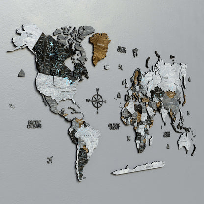 Drewniana mapa świata 3D „Loft”