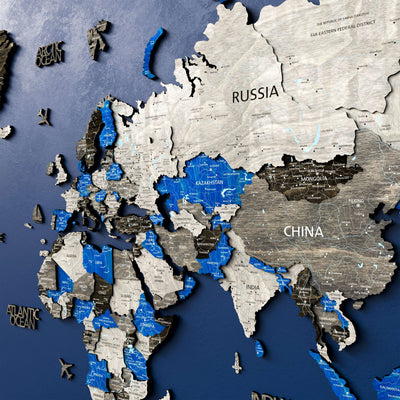 Drewniana Mapa Świata 3D “Azure”