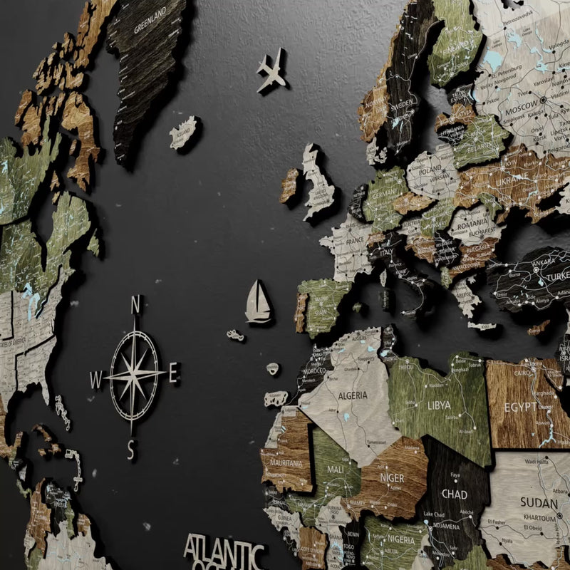 Drewniana mapa świata 3D “Light Rustic"